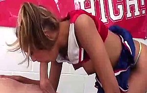 Sexy cheerleader sucking cock