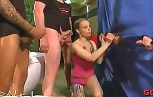 Hot bukkake session in the bathroom 