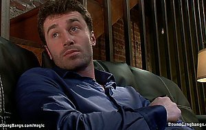 Suspended slim babe double penetration