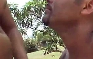 Tranny & black dude fucking outdoor