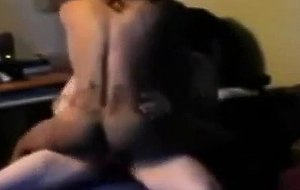 Sexy ebony girlfriend rides white cock