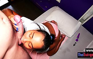 Wet big ass Asian teen Tuk sucking big hard dick after hot masturbation