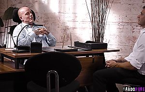 Stepson fucks his stepdads secretary while he watches them