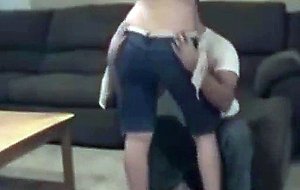 Adorable amateur brunette couch fucked