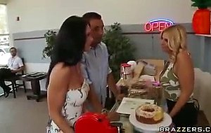 Horny blonde slut gets slammed at the bakery