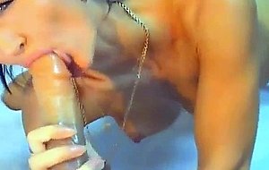 Tight pink pussy gets drilled by a huge vibrator