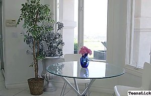 Busty teen gets her pink pussy fingered and licked by friend