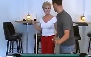 Hot granny cougar pool table bang 