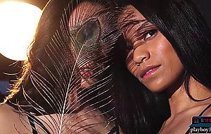 Middle Eastern Fatima Kojima and latina Deisy Leon lesbian softcore porn