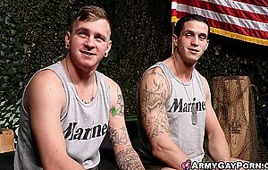 Uniform soldier Nick Clay wants stroking Ryans huge meaty dick