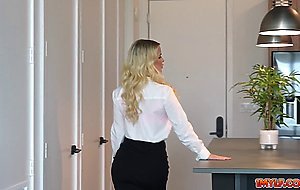 Student getting an interactive lesson from his busty teacher