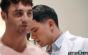 Perverted gay doctor Dakota Payne performing a routine bareback checkup