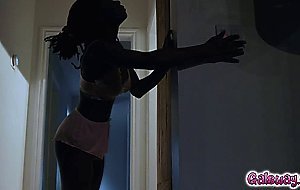 Hazel is one horny ebony who sneaks and taste Madis pussy