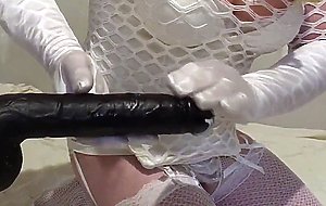Misty fucks huge black dildo