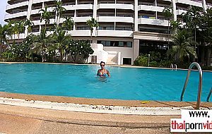 Inked big titted amateur asian slut Polly fucking a big european cock