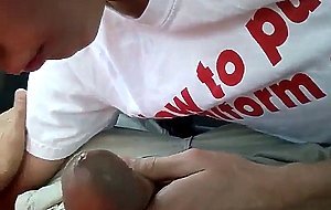 Blowing a friend in the car and he cums in my mouth