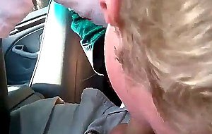 Blowing a friend in the car and he cums in my mouth