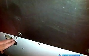 Glory hole cock sucking with cum swallow..