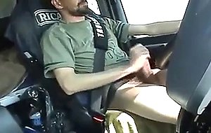 Str8 French trucker jerks his cock while driving