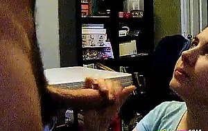 Tripod Blowjob and Facial