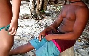 White girl fucks black guy on beach