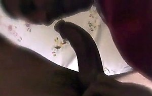 Deep throating a nice curved cock and getting the cum out