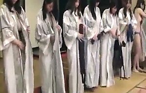 Subtitled group of japanese milfs strip for racing game