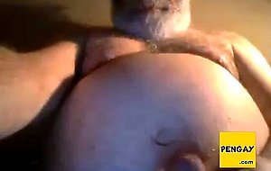 Hairy horny NY daddy bear jerks off on webcam
