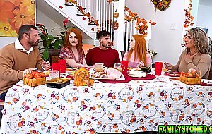 Horny stepsisters takes lucky guy over the couch to fuck him