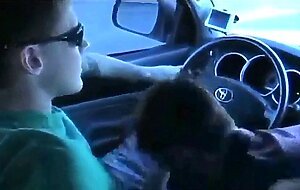 Big cock blowjob in moving car