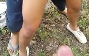 3 Asian boys having fun in woods (1'03'')