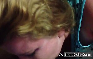 Well rounded girl swallows all the cum