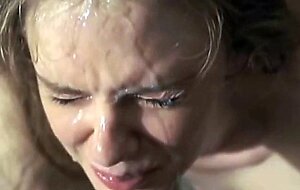Cute girl sucks and licks balls and earns huge facial reward