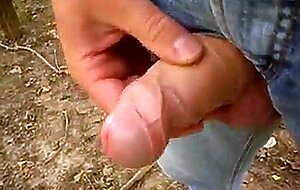 Uncut Cock Outdoor Wanking and Cumming