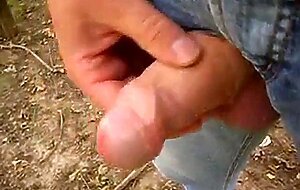 Uncut Cock Outdoor Wanking and Cumming