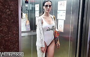 Sweetbuttocks, honey brunette shaved pussy, sucked cock