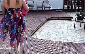 Big bouncing boobies, voluptuous bbw sunbathing