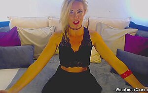 British blonde MILF fucks vibrator on wecam