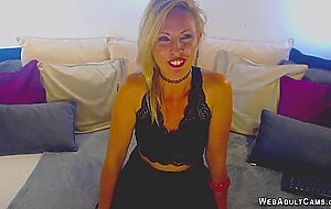 British blonde MILF fucks vibrator on wecam