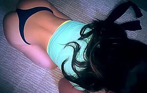 Post GYM fuck, cum on my thong. (Iphone)