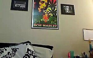 Nerdy cutie with a curvy butt rides her toy