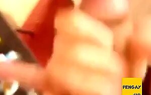 Blowing and stroking his friend and he cums in mouth