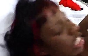  nice boobs black bitch in bed gets cum