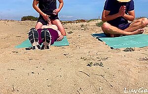 Luvgaru, yoga instructor cum inside hotwifes pussy outdoor while her husband watch | caught by