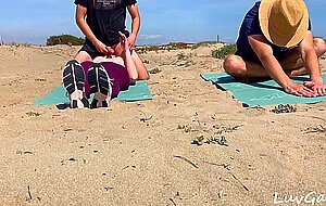 Luvgaru, yoga instructor cum inside hotwifes pussy outdoor while her husband watch | caught by
