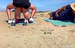 Luvgaru, yoga instructor cum inside hotwifes pussy outdoor while her husband watch | caught by