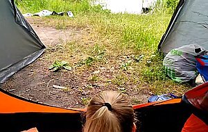 Swife katy, a forest nymph hungry for sex snuck into my tent in the morning and sat on my dick with