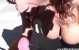Hot busty hooker gives a dick a great bj in the alley