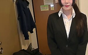 Hina-chan 20 yrs old in a recruit suit and princess cut is made to dress vulgarly and performs