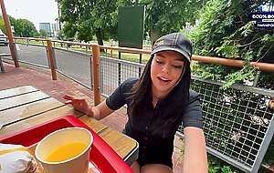 Eva soda, risky public sex in the toilet fucked a mcdonald's worker because of spilled soda!, eva soda